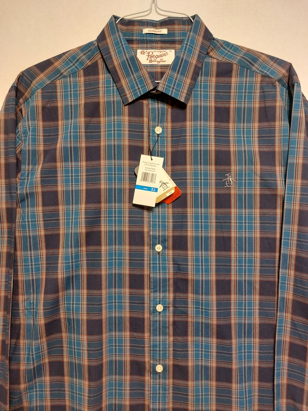 Original Penguin Men's Blue Plaid Button-Up Shirt